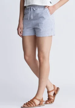 Ludovica Women's Seersuck Shorts, Blue Stripes - WB0006S