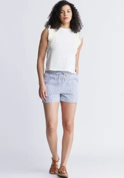 Ludovica Women's Seersuck Shorts, Blue Stripes - WB0006S