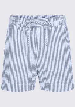 Ludovica Women's Seersuck Shorts, Blue Stripes - WB0006S