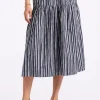 Lupita Women's Striped Tiered Midi Skirt, Mood Indigo - WS0014P