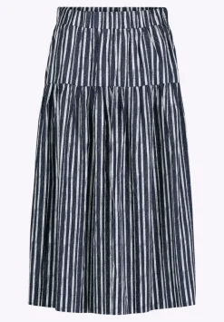 Lupita Women's Striped Tiered Midi Skirt, Mood Indigo - WS0014P