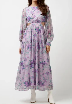 Marceline Women's Cut Out & Tiered Dress in Purple Floral - WD0531P