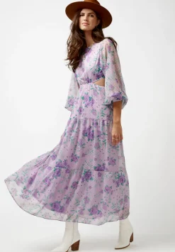 Marceline Women's Cut Out & Tiered Dress in Purple Floral - WD0531P
