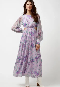 Marceline Women's Cut Out & Tiered Dress in Purple Floral - WD0531P