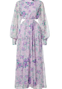Marceline Women's Cut Out & Tiered Dress in Purple Floral - WD0531P