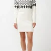 Massima Women's Long Sleeve Mock Neck Sweater Dress in Ivory - SD0001H