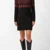 Massima Women's Long Sleeve Mock Neck Sweater Dress in Black - SD0001H