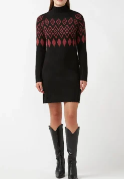 Massima Women's Long Sleeve Mock Neck Sweater Dress in Black - SD0001H
