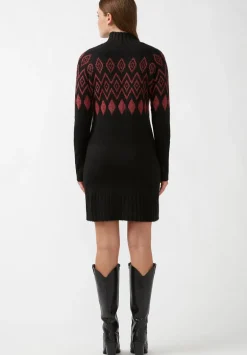 Massima Women's Long Sleeve Mock Neck Sweater Dress in Black - SD0001H