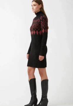 Massima Women's Long Sleeve Mock Neck Sweater Dress in Black - SD0001H