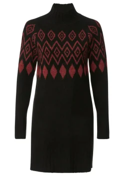 Massima Women's Long Sleeve Mock Neck Sweater Dress in Black - SD0001H