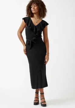 Mathilde Black Ruffle Knit Dress - KD0001S