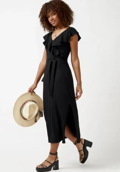 Mathilde Black Ruffle Knit Dress - KD0001S