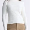 Mavra Women's Ribbed Turtleneck Top, Egret White - KT0164F