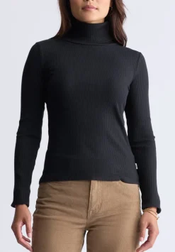 Mavra Women's Ribbed Turtleneck Top, Black - KT0164H