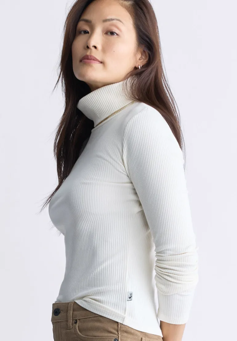 Mavra Women's Ribbed Turtleneck Top, Egret White - KT0164F