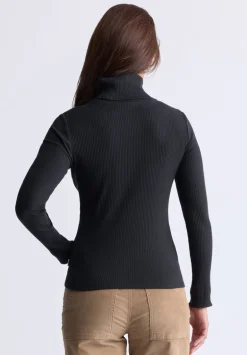 Mavra Women's Ribbed Turtleneck Top, Black - KT0164H
