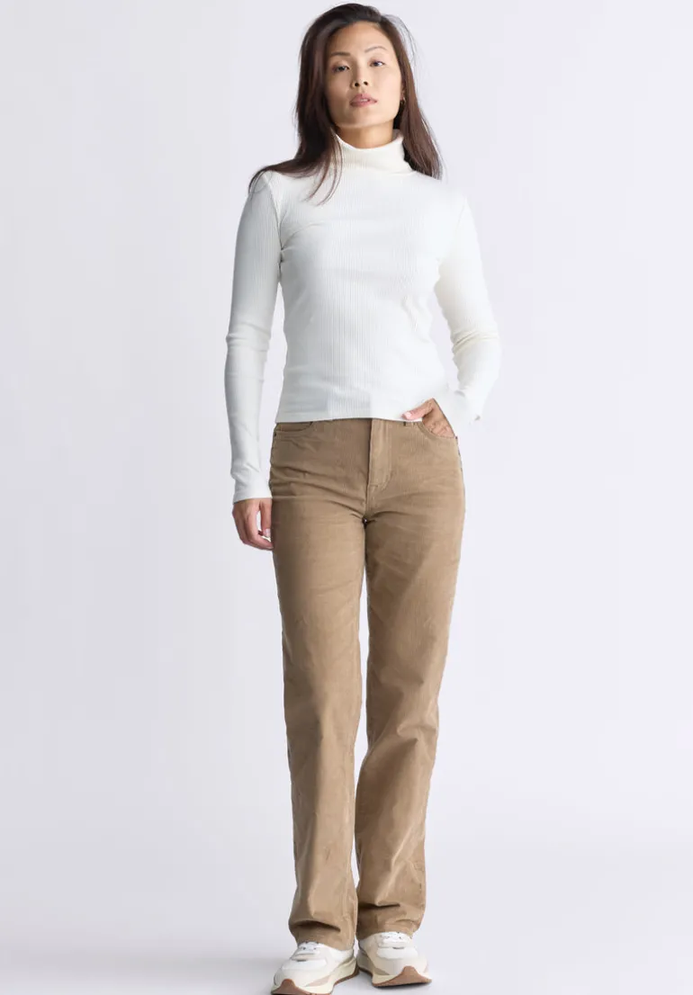 Mavra Women's Ribbed Turtleneck Top, Egret White - KT0164F