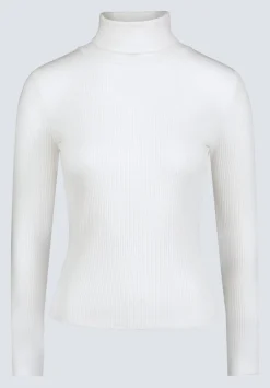 Mavra Women's Ribbed Turtleneck Top, Egret White - KT0164F