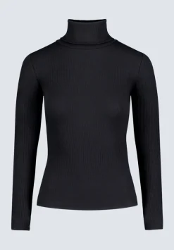 Mavra Women's Ribbed Turtleneck Top, Black - KT0164H