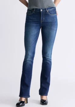 Mid Rise Bootcut Queen Women's Jeans, Vintage Dark Blue - BL15991