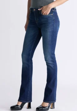 Mid Rise Bootcut Queen Women's Jeans, Vintage Dark Blue - BL15991