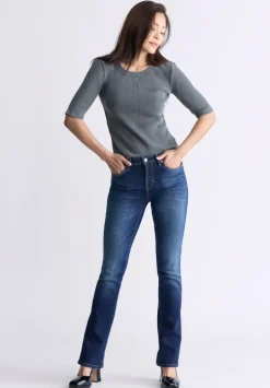 Mid Rise Bootcut Queen Women's Jeans, Vintage Dark Blue - BL15991