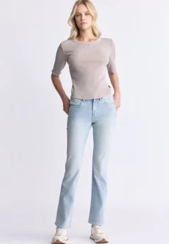 Mid Rise Bootcut Queen Women's Jeans, Vintage Light Blue - BL15985