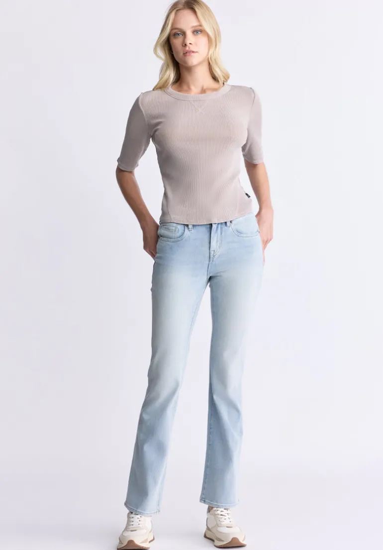 Mid Rise Bootcut Queen Women's Jeans, Vintage Light Blue - BL15985