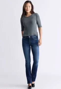 Mid Rise Bootcut Queen Women's Jeans, Vintage Dark Blue - BL15991
