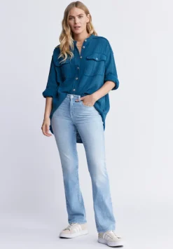 Mid Rise Bootcut Queen Women's Jeans, Vintage and Veined - BL15872