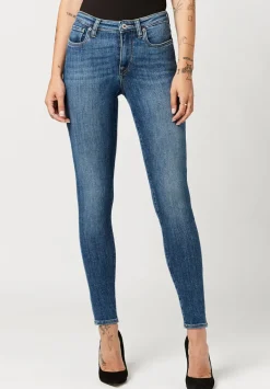 Mid Rise Skinny Alexa Women's Jeans in Sanded Mid Blue - BL15749