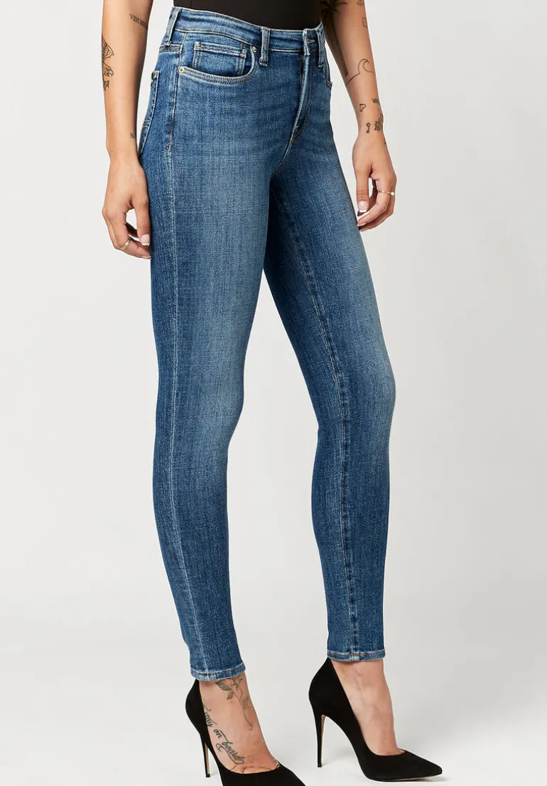 Mid Rise Skinny Alexa Women's Jeans in Sanded Mid Blue - BL15749