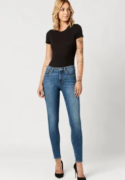 Mid Rise Skinny Alexa Women's Jeans in Sanded Mid Blue - BL15749