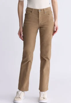 Mid Rise Straight Mary Women's Pants, Rinse Washed Beige - BL16007