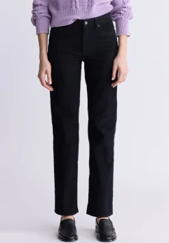 Mid Rise Straight Mary Women's Pants, Rinse Washed Black - BL16007