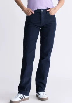 Mid Rise Straight Mary Women's Pants, Rinse Washed Navy - BL16007