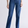 Mid Rise Straight Mary Women's Jeans, Contrasting Indigo - BL15988
