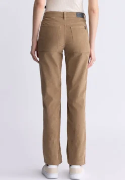 Mid Rise Straight Mary Women's Pants, Rinse Washed Beige - BL16007
