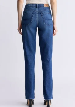 Mid Rise Straight Mary Women's Jeans, Contrasting Indigo - BL15988