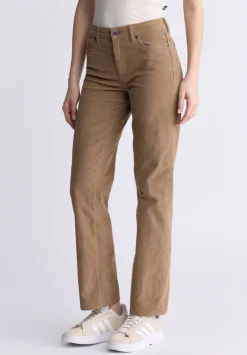 Mid Rise Straight Mary Women's Pants, Rinse Washed Beige - BL16007