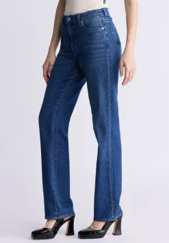 Mid Rise Straight Mary Women's Jeans, Contrasting Indigo - BL15988