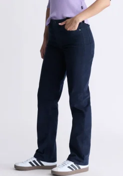 Mid Rise Straight Mary Women's Pants, Rinse Washed Navy - BL16007