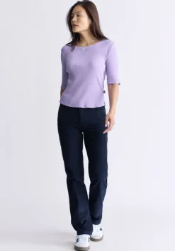 Mid Rise Straight Mary Women's Pants, Rinse Washed Navy - BL16007