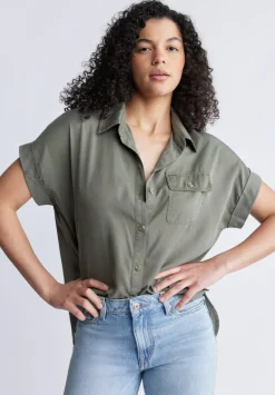 Milly Women's Short Sleeve Shirt, Khaki - WT0132S