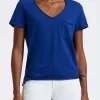 Moxie Women's Slub Knit V-Neck T-Shirt, Sodalite Blue - KT0179P
