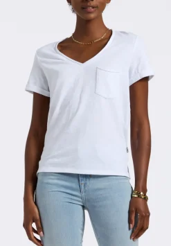Moxie Women's Slub Knit V-Neck T-Shirt, White - KT0179P