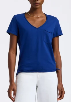 Moxie Women's Slub Knit V-Neck T-Shirt, Sodalite Blue - KT0179P