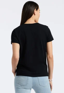 Moxie Women's Slub Knit V-Neck T-Shirt, Black - KT0179P
