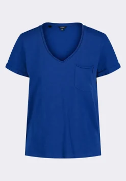 Moxie Women's Slub Knit V-Neck T-Shirt, Sodalite Blue - KT0179P